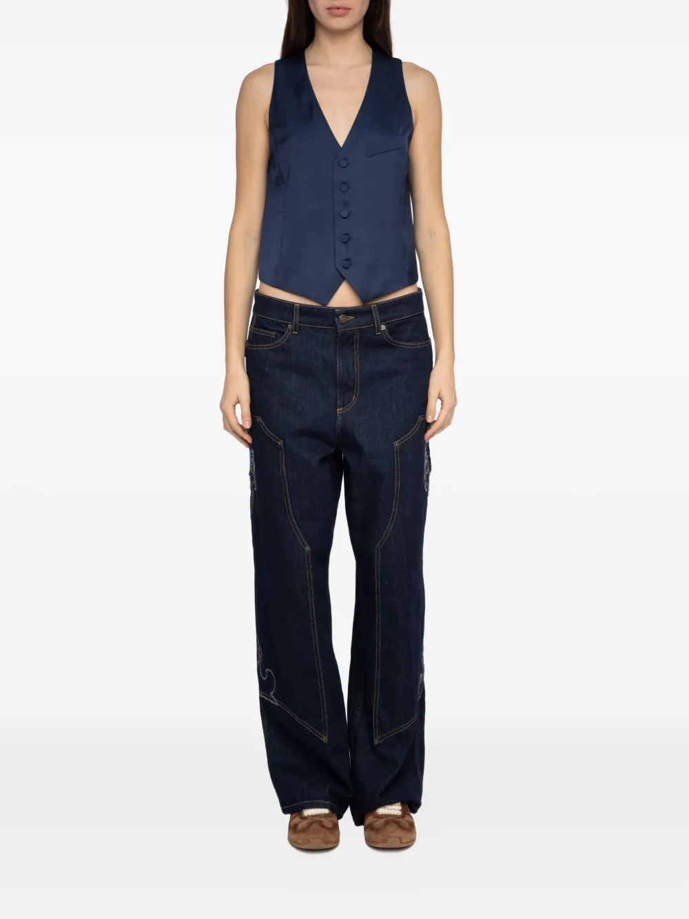 Zadig & Voltaire Emaux Button Waistcoat In Blue