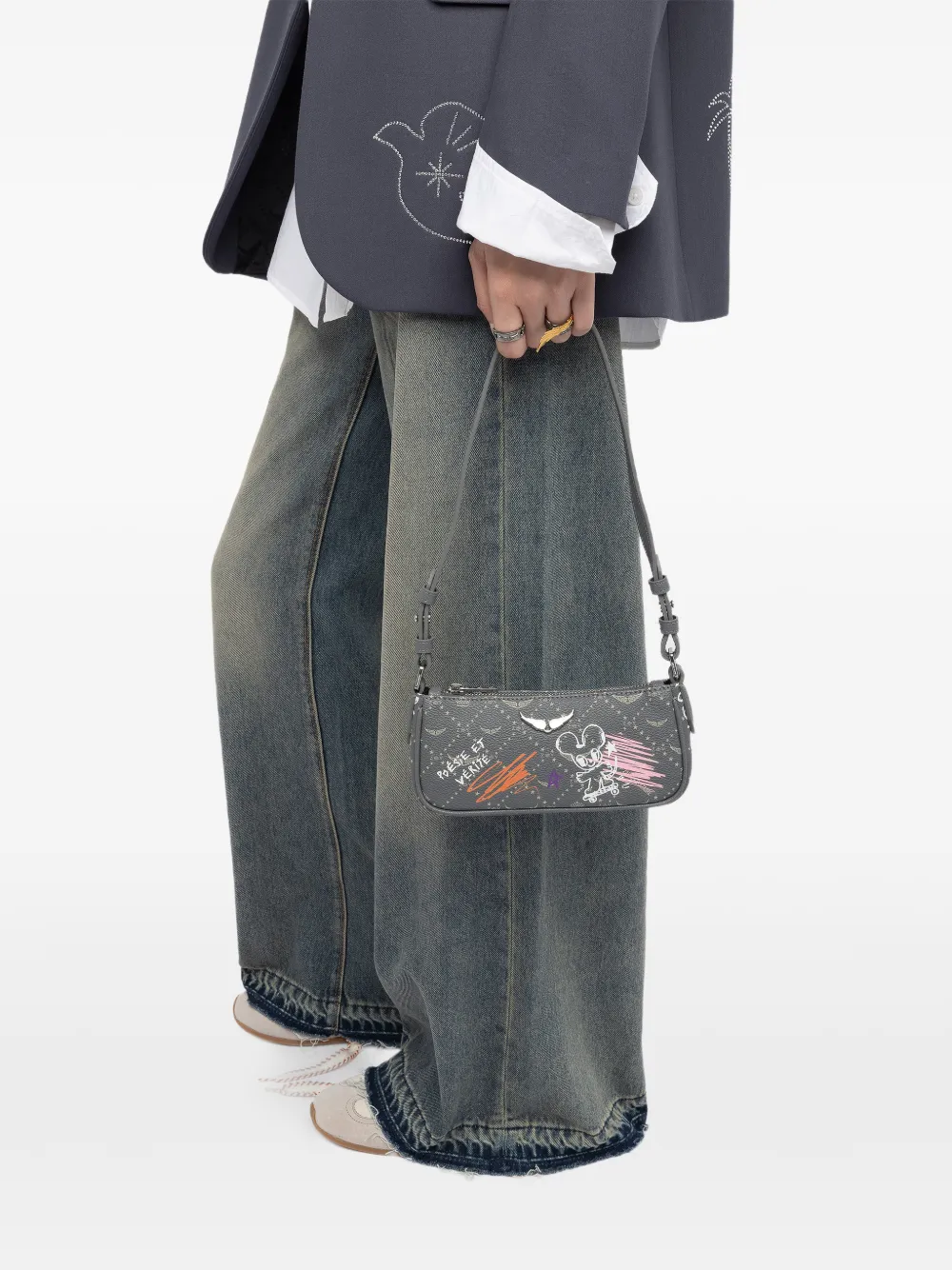 Zadig&Voltaire Z monogram graphic shoulder tag - Grijs