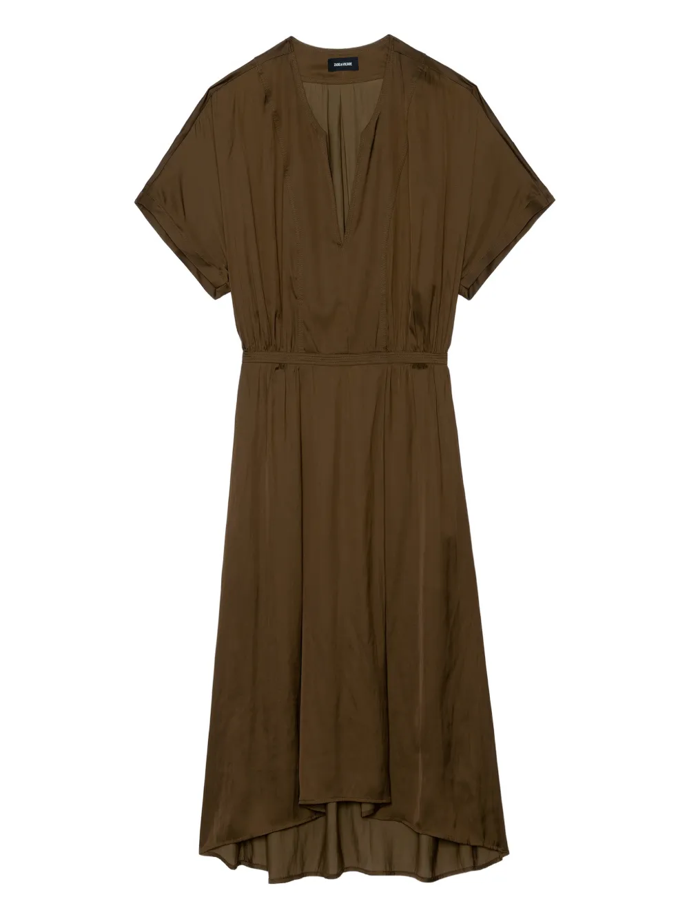 Zadig & Voltaire Riaz V-neck Satin Midi Dress In Brown