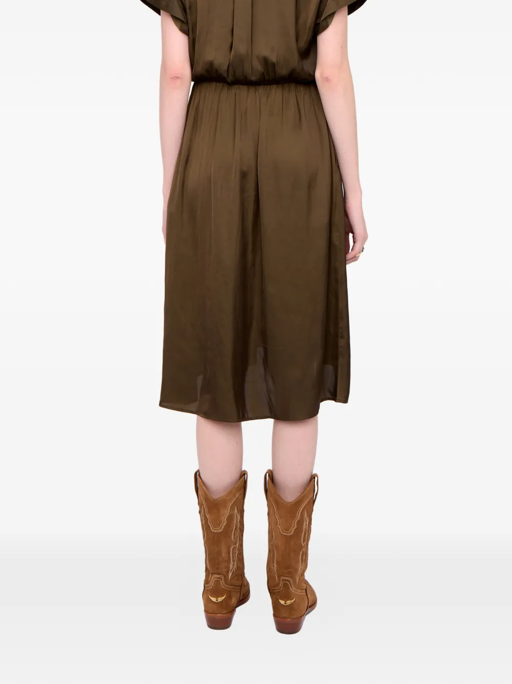 Zadig & Voltaire Riaz V-neck Satin Midi Dress In Brown