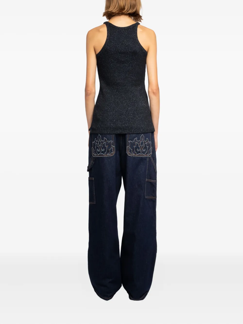 Zadig&Voltaire Geribbelde glanzende top Zwart