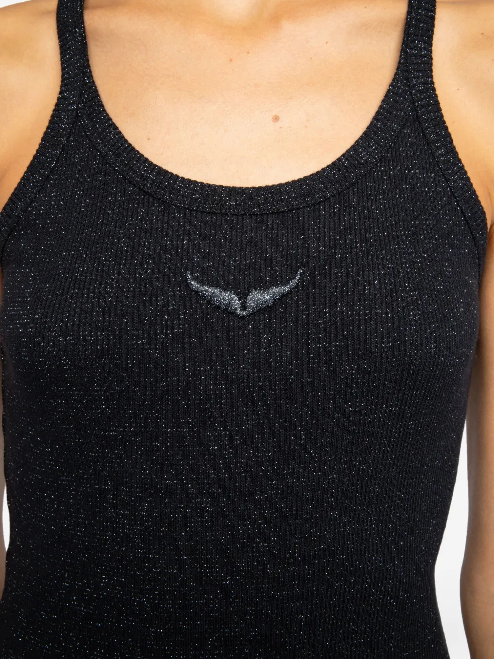 Zadig&Voltaire Geribbelde glanzende top Zwart