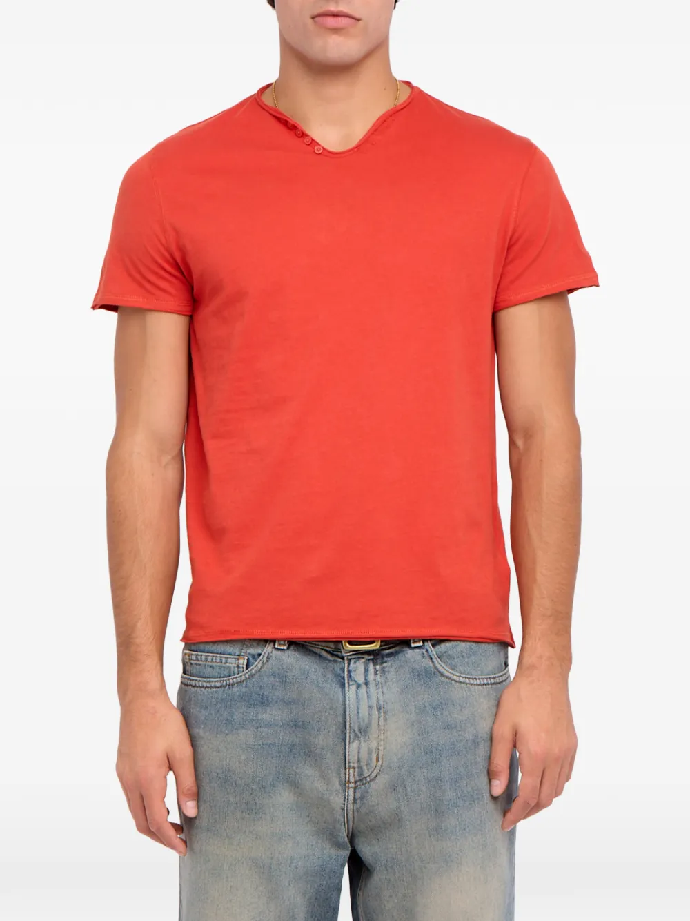 Zadig&Voltaire Henley T-shirt met korte mouwen en U-hals Oranje