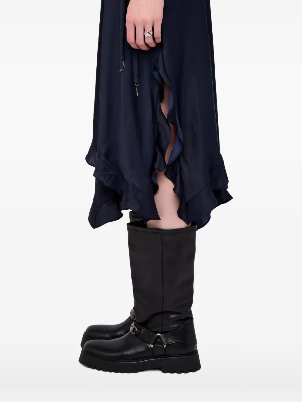 Zadig & Voltaire Jeto Asymmetrical Satin Midi Skirt In Blue