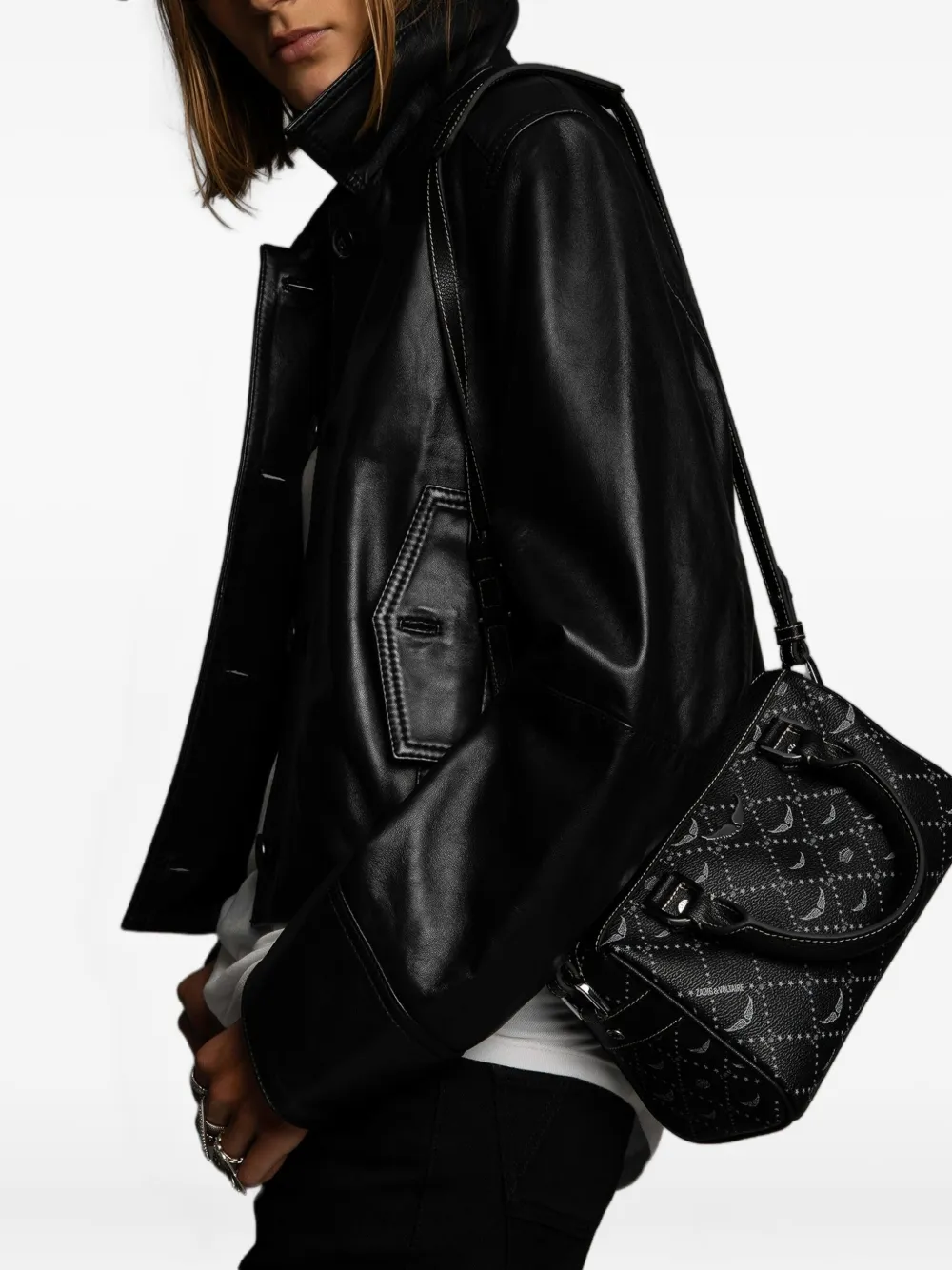 Zadig & Voltaire Monogram Xs Sunny Vibe Cross Body Bag In Black