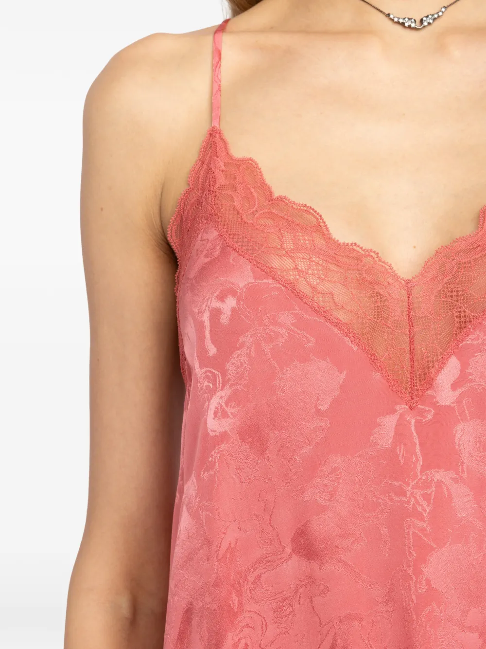 Zadig&Voltaire Horses midi-jurk met kant en print Roze