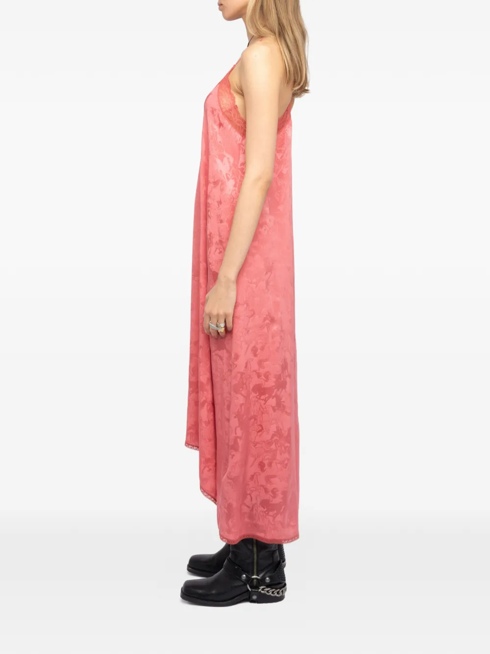 Zadig&Voltaire Horses midi-jurk met kant en print Roze