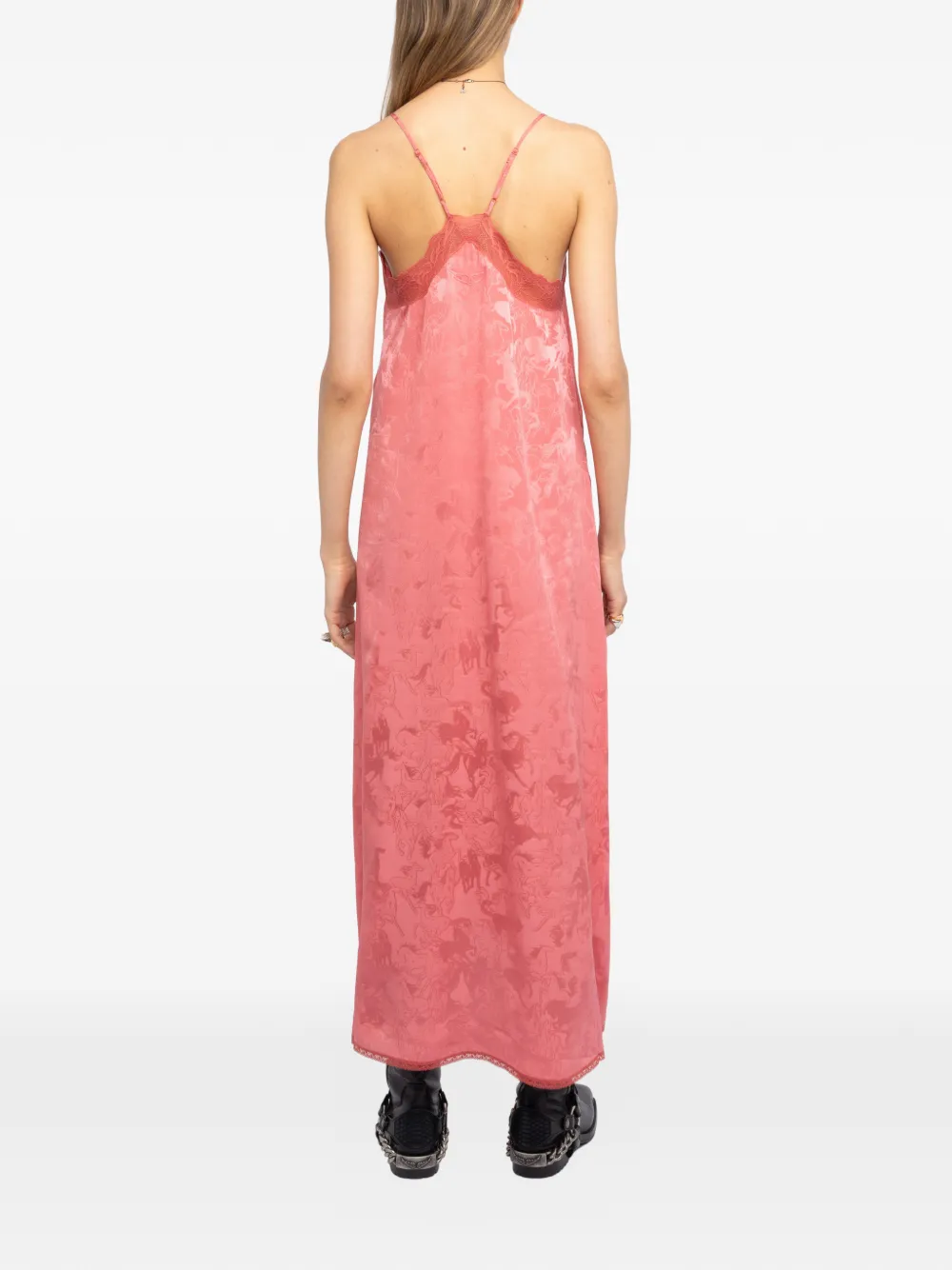 Zadig&Voltaire Horses midi-jurk met kant en print Roze