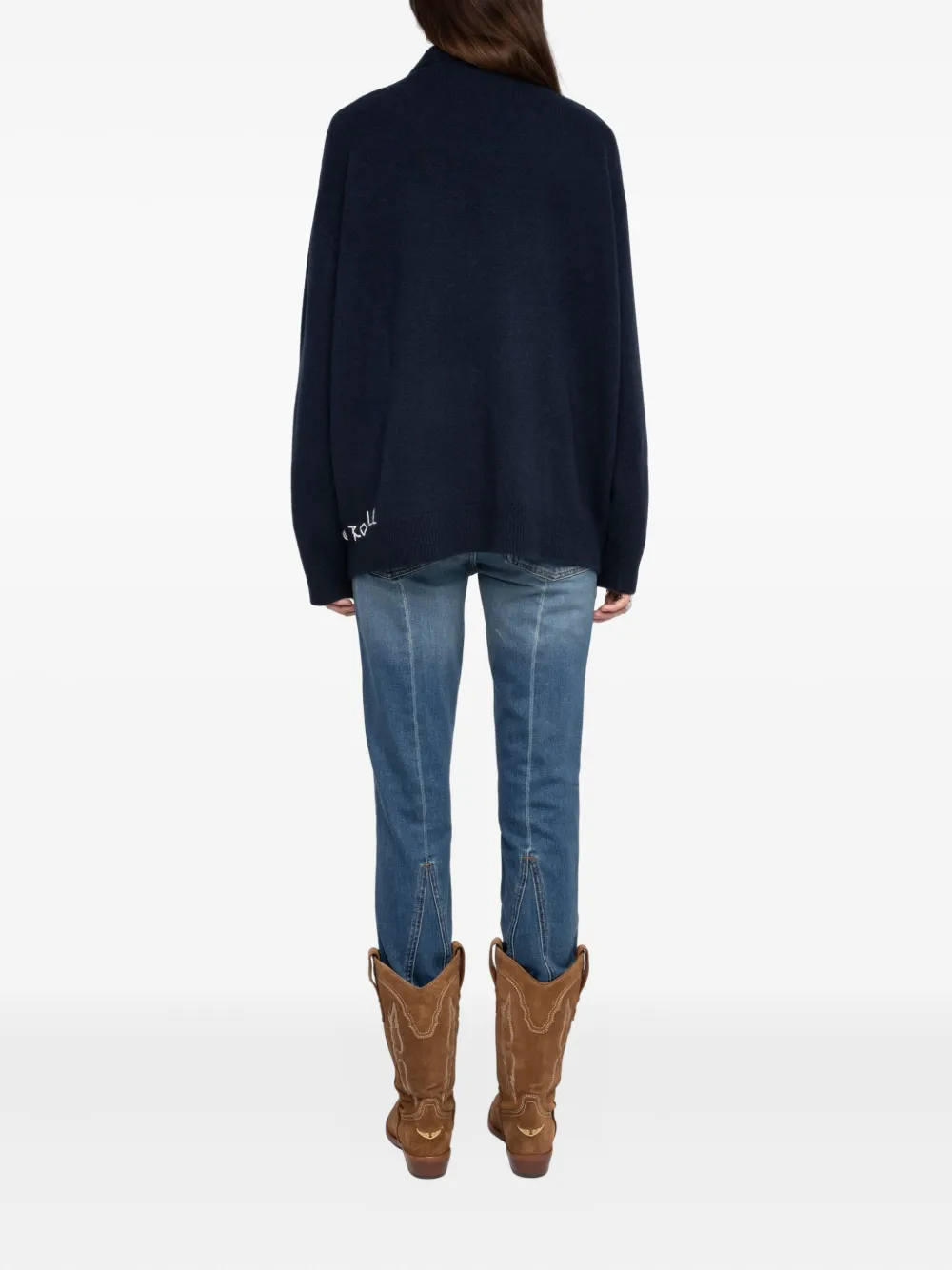 Zadig&Voltaire Swyny trui met borduurwerk en V-hals Blauw