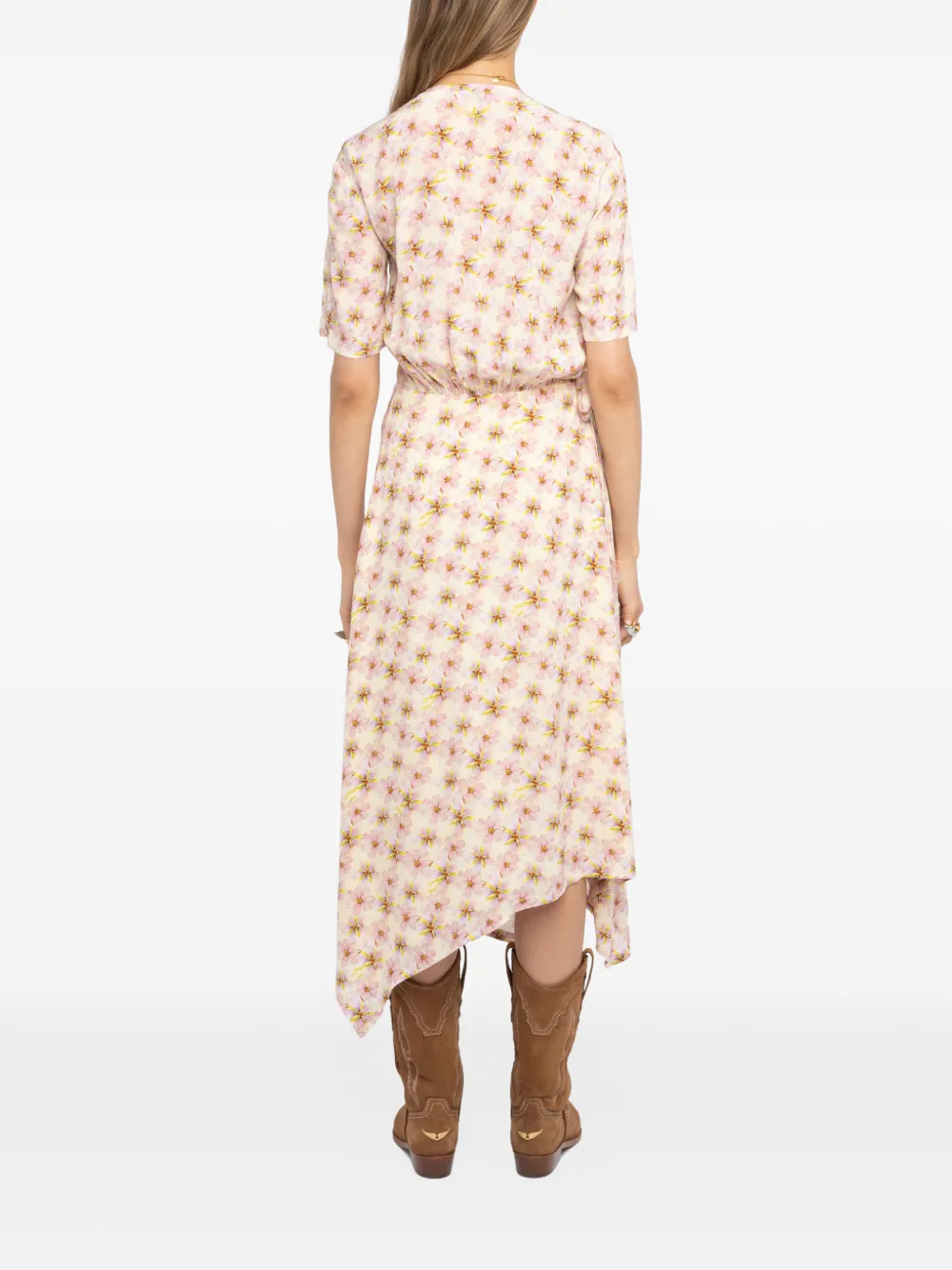 Zadig & Voltaire Asymmetric Floral Midi Dress In Neutral