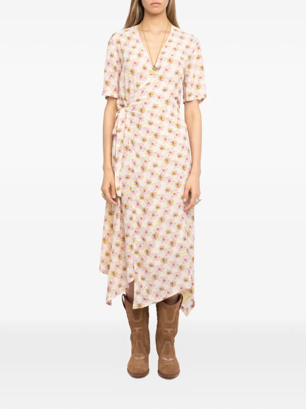 Zadig&Voltaire asymmetric floral midi dress - Beige