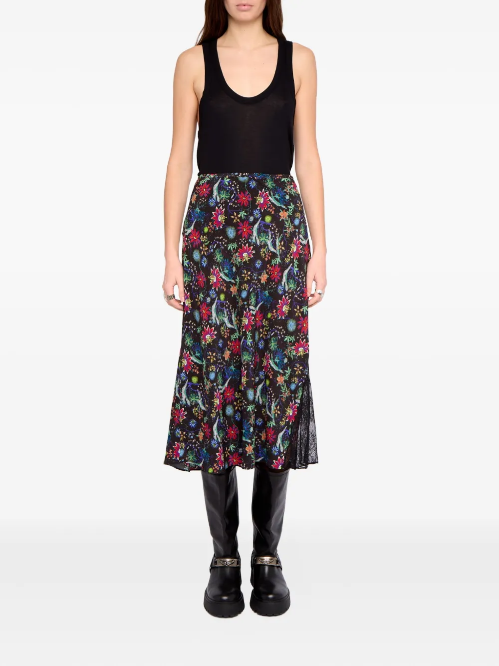 Zadig&Voltaire Jayla midi-rok met bloemenprint - Blauw