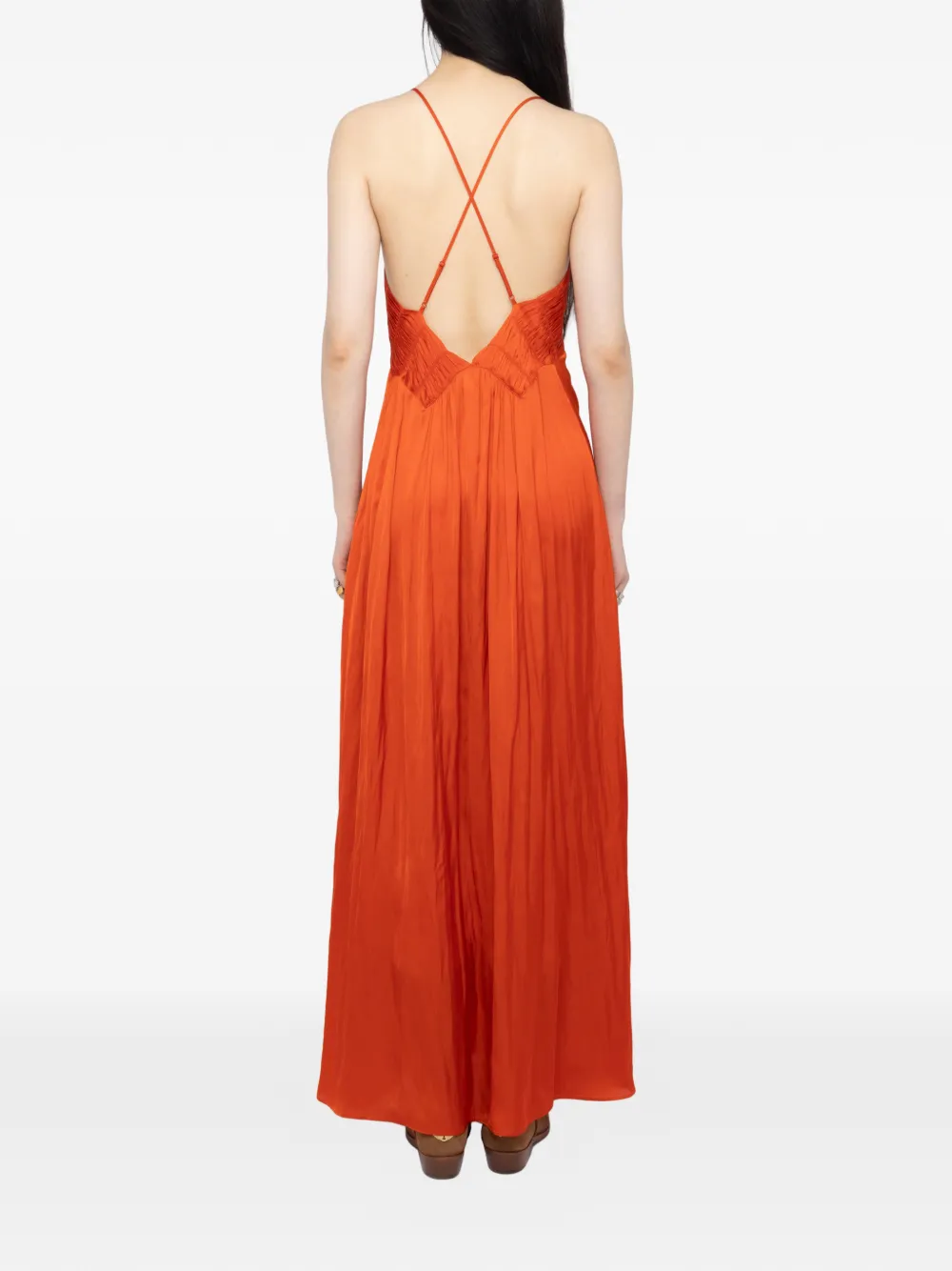 Zadig&Voltaire Rayonne maxi-jurk met spaghettibandjes Oranje
