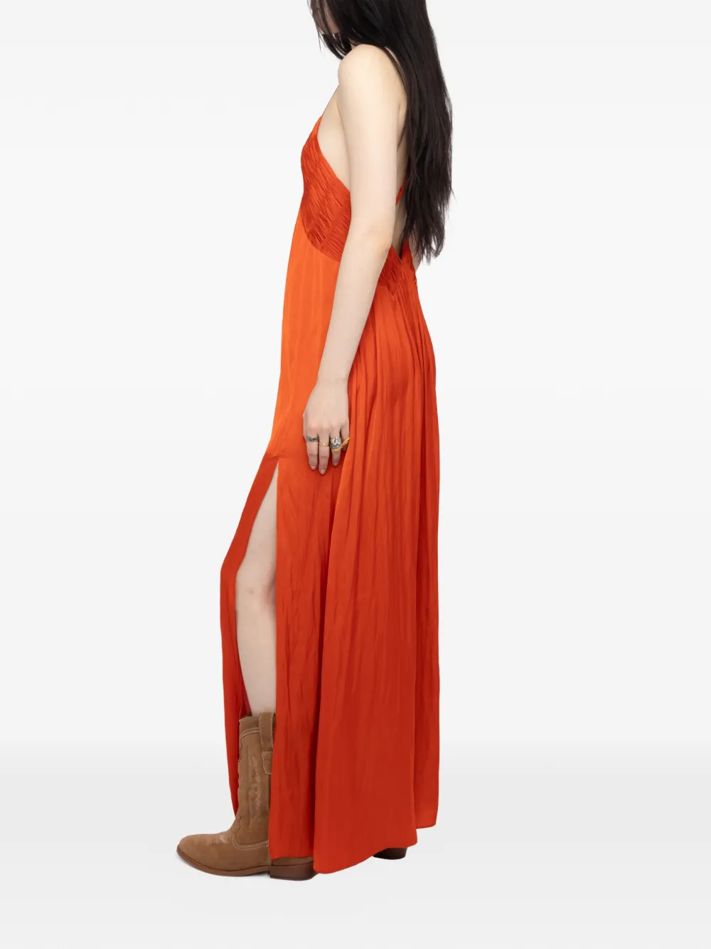 Zadig&Voltaire Rayonne maxi-jurk met spaghettibandjes Oranje