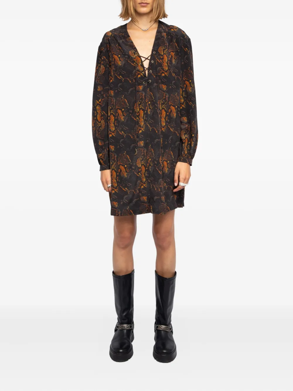 Zadig&Voltaire Ramela lace-up python dress - Zwart