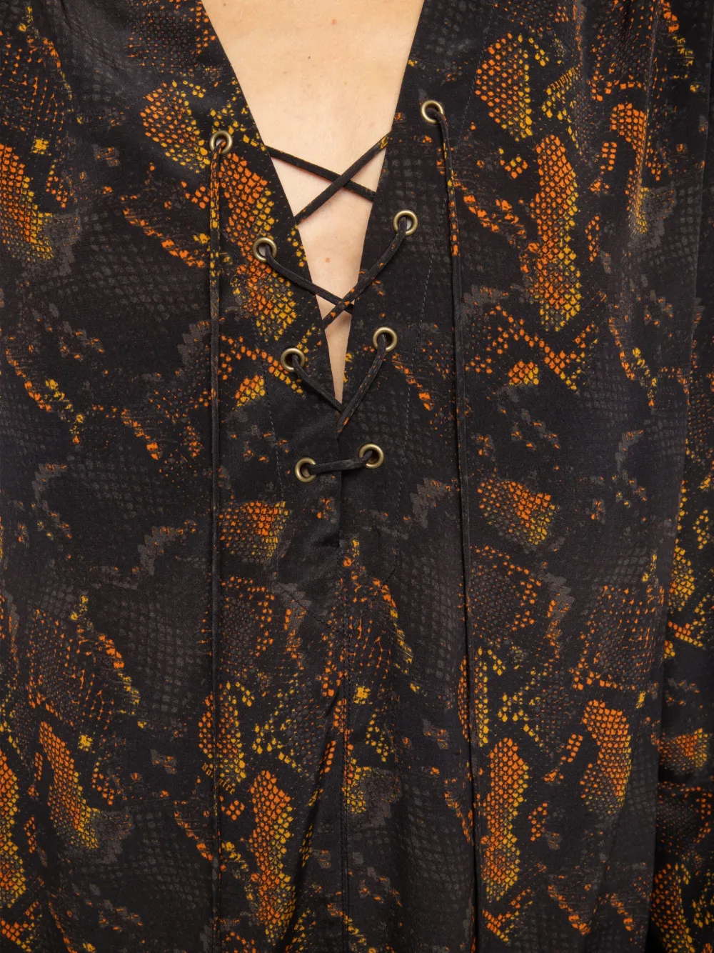 Zadig&Voltaire Ramela jurk met veters en pythonprint Zwart