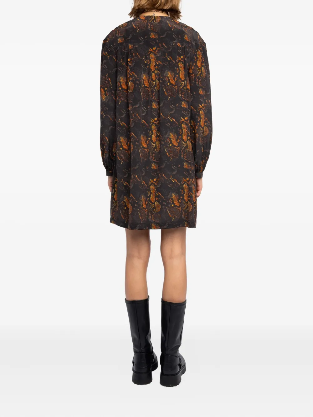 Zadig&Voltaire Ramela jurk met veters en pythonprint Zwart