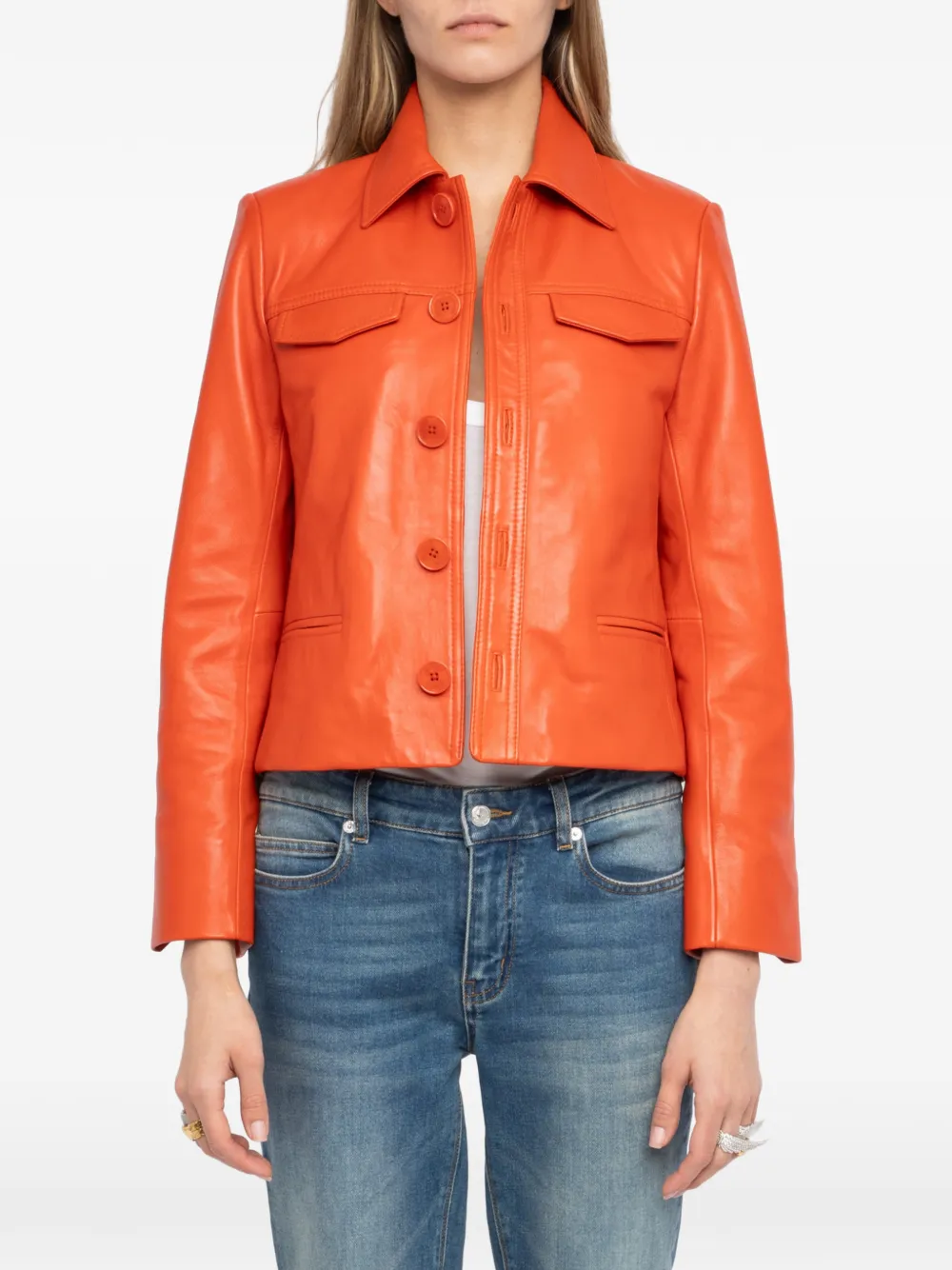 Zadig&Voltaire Liams leren jack Oranje