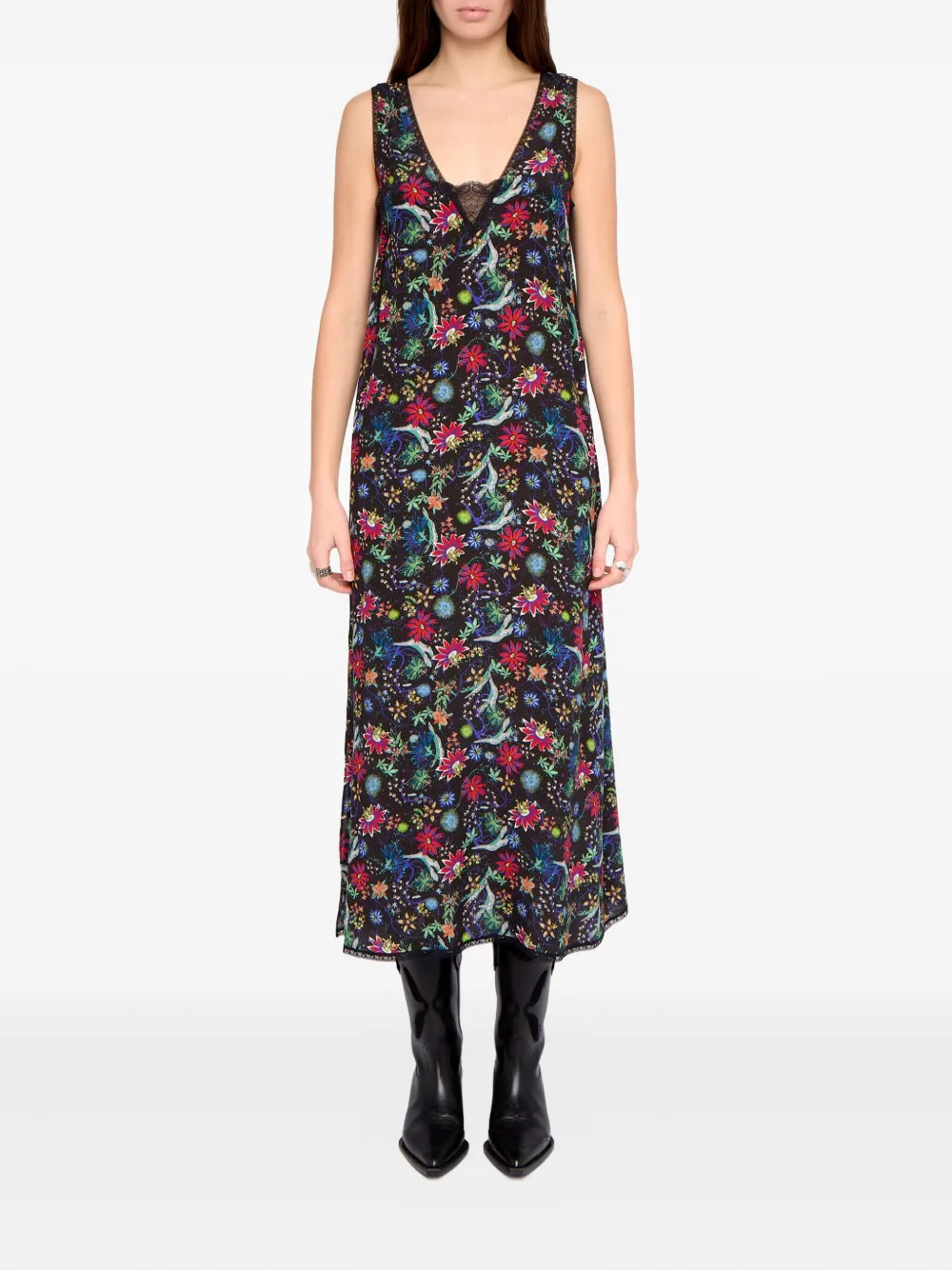 Zadig&Voltaire Renzo lace floral midi dress - Zwart