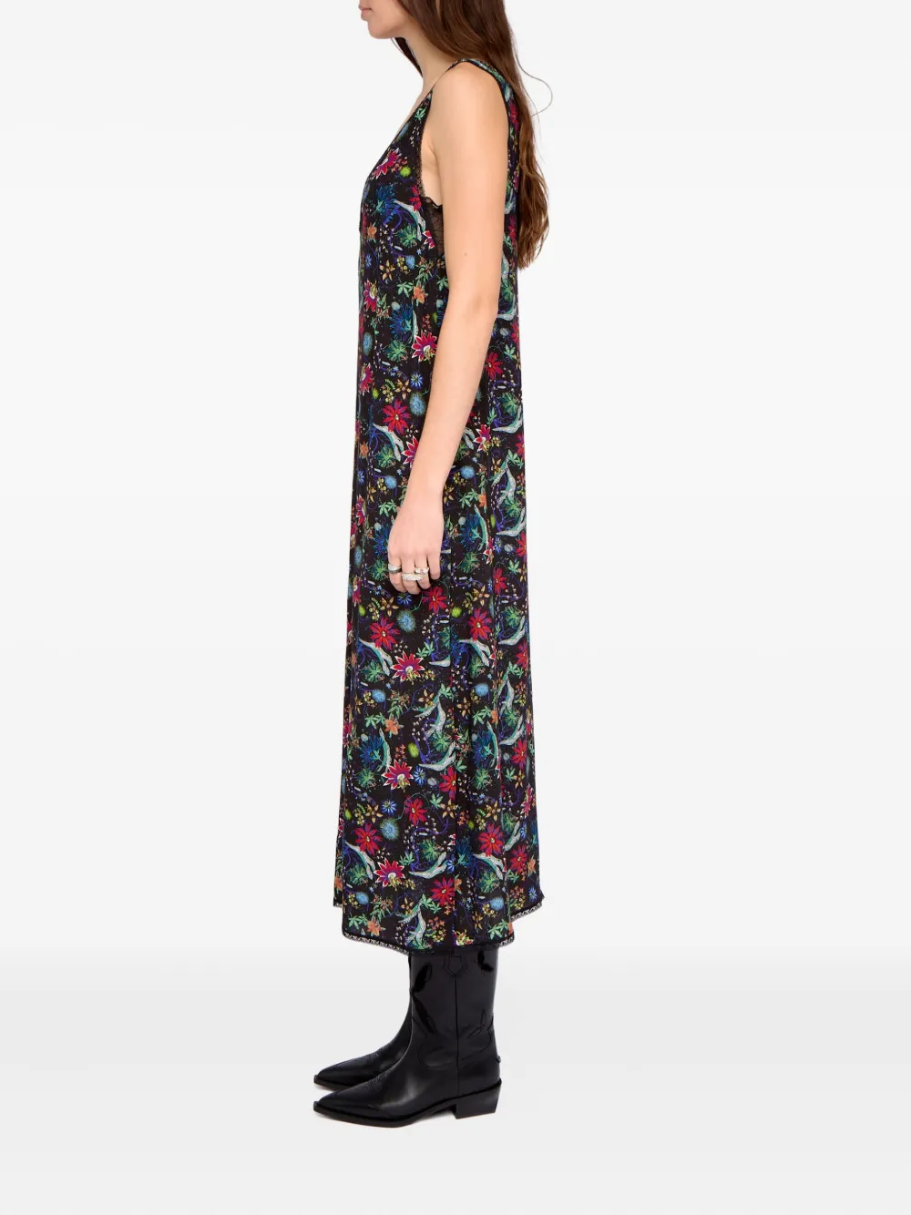 Zadig & Voltaire Renzo Lace Floral Midi Dress In Black
