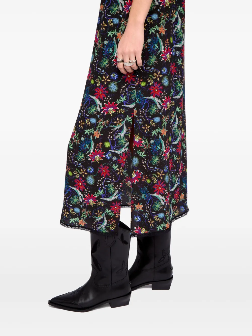Zadig&Voltaire Renzo midi-jurk met bloemenkant Zwart