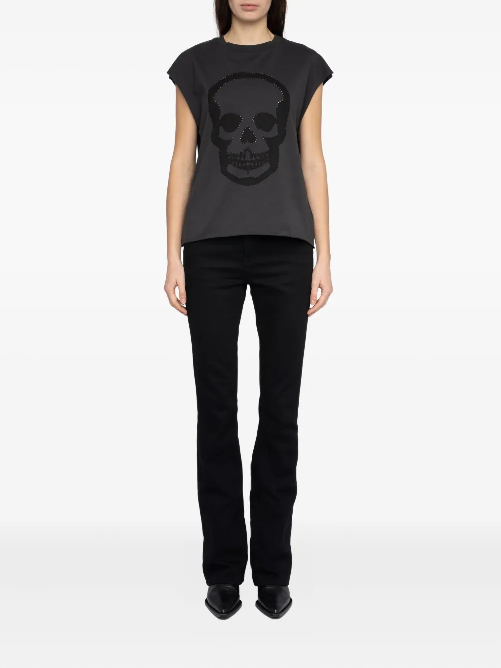 Zadig & Voltaire Cloe Skull Tank Top In Gray