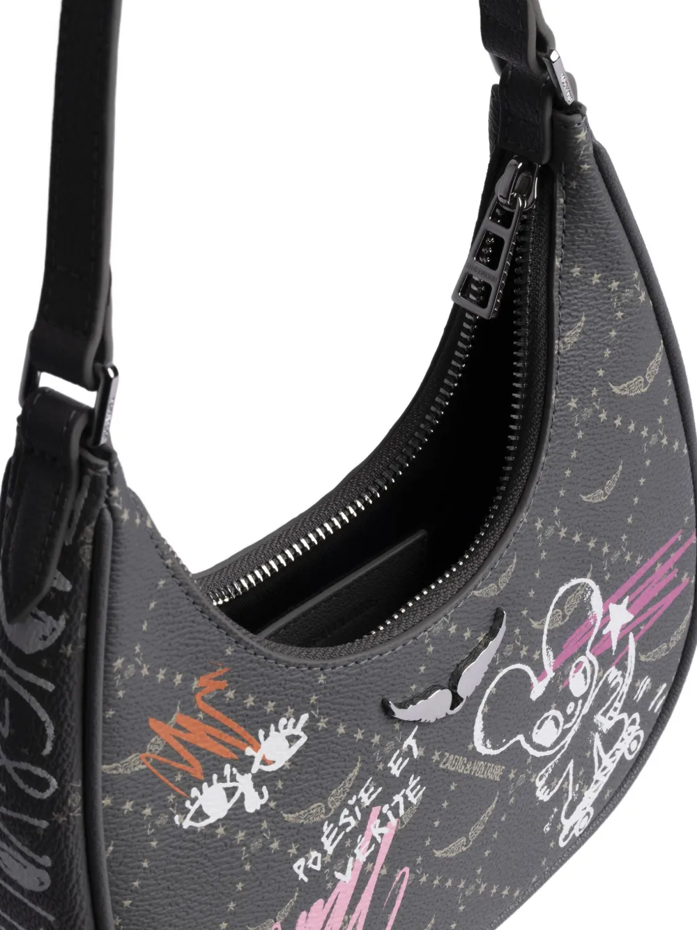 Zadig & Voltaire X Humberto Cruz Night Out Monogram Shoulder Bag In Gray