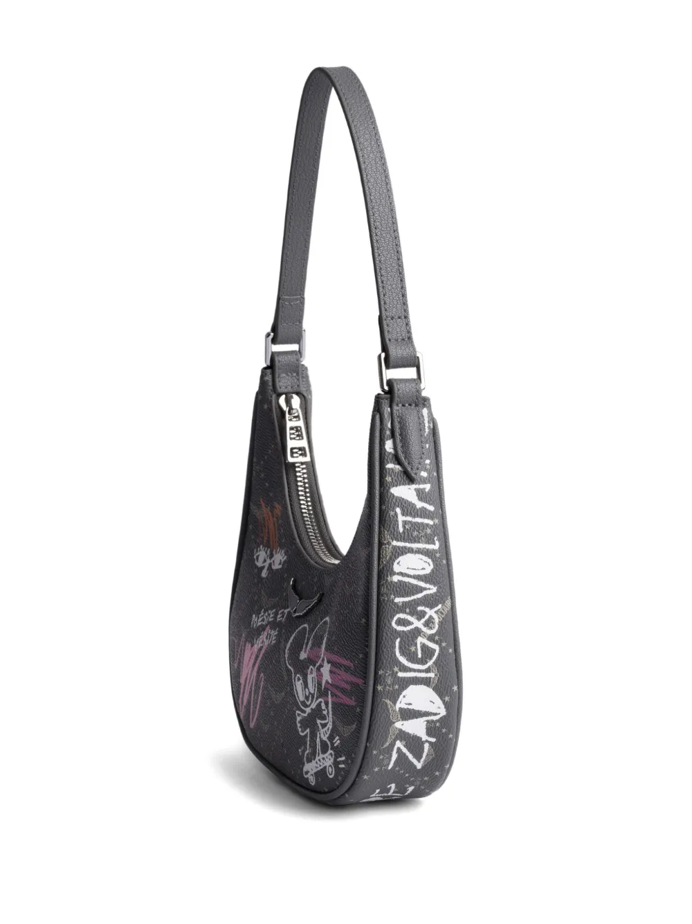 Zadig & Voltaire X Humberto Cruz Night Out Monogram Shoulder Bag In Gray