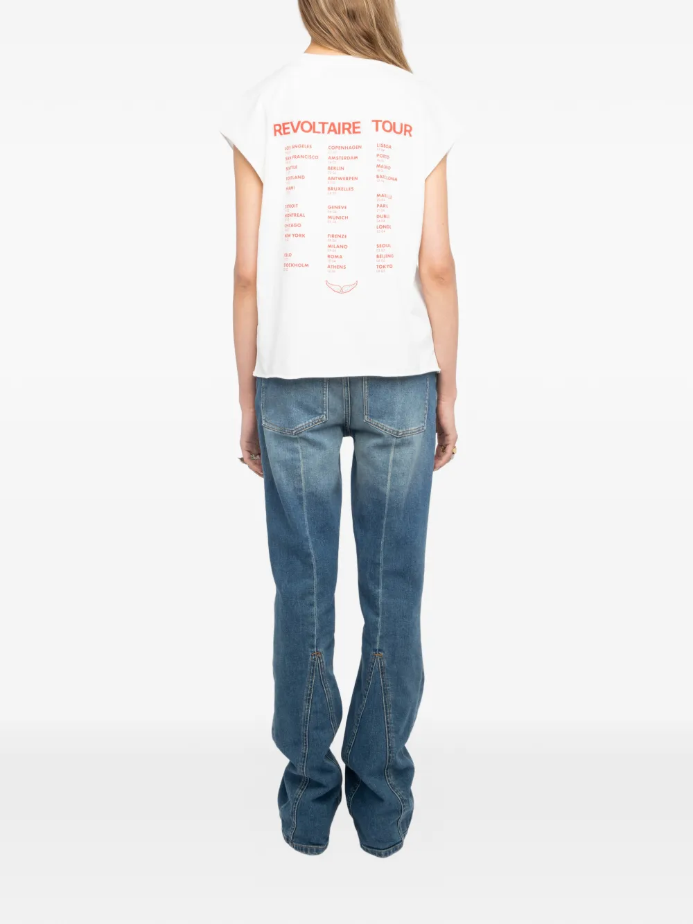 Zadig & Voltaire Cloe Heart Wings Strass Crystal Embellished Cotton Graphic T-shirt In White