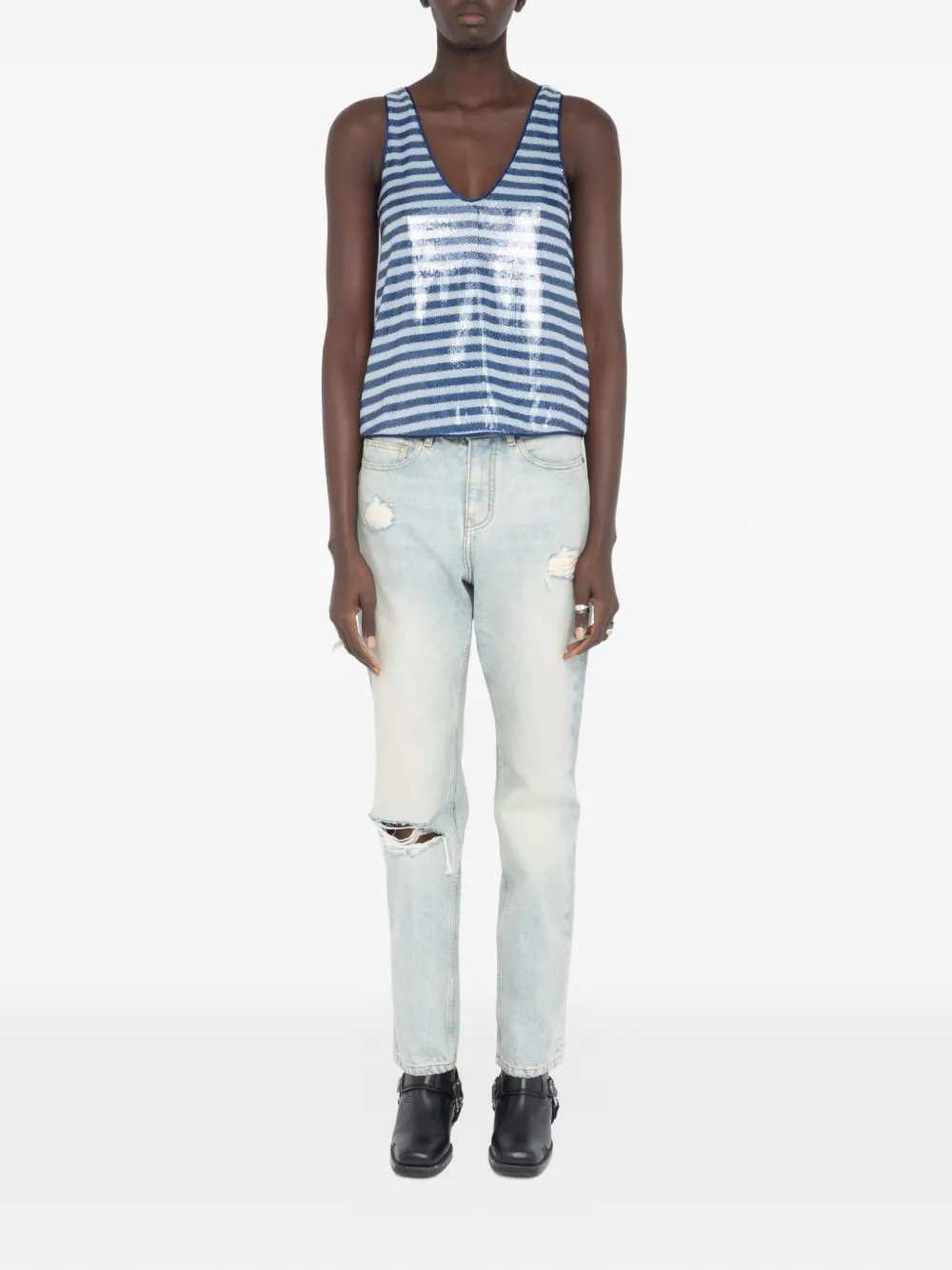 Zadig&Voltaire Tarys tanktop met pailletten Blauw