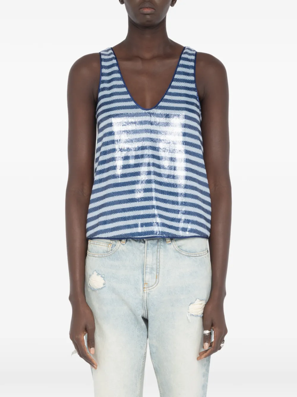 Zadig&Voltaire Tarys tanktop met pailletten Blauw