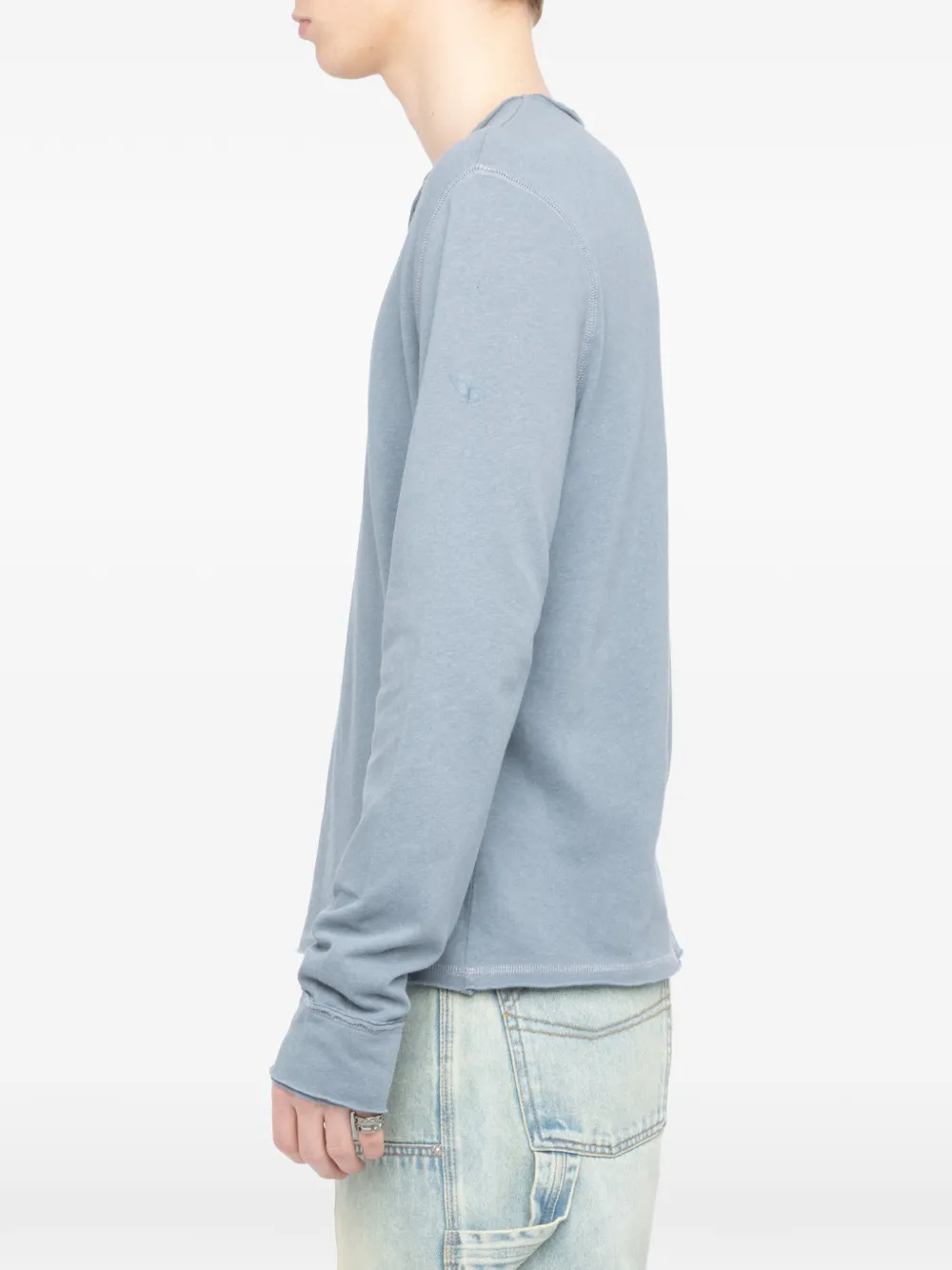 Zadig&Voltaire T-shirt met knopen en V-hals Blauw
