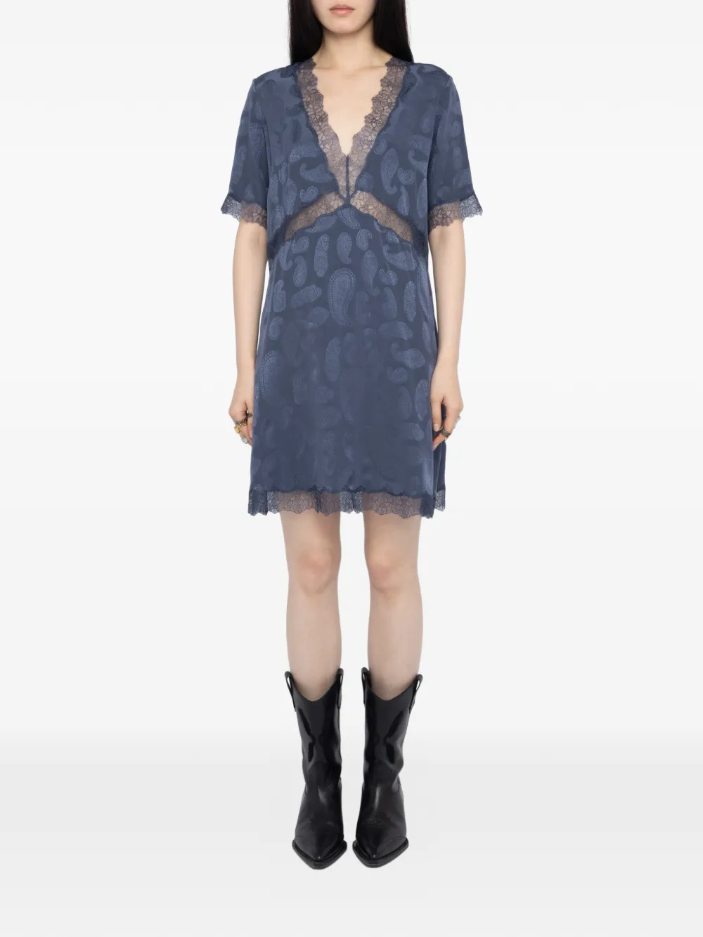 Zadig&Voltaire paisley-pattern V-neck dress - Blauw