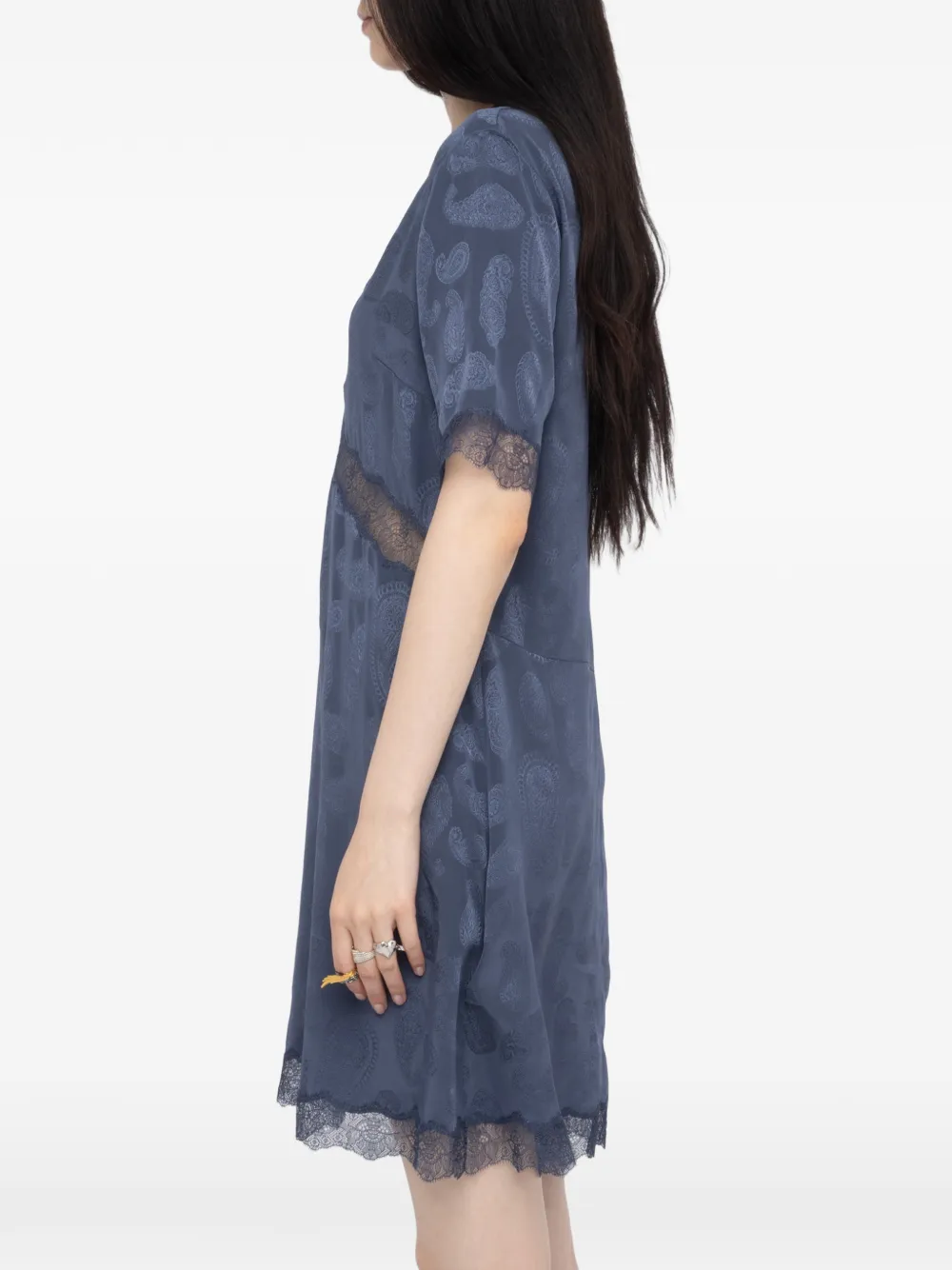 Zadig&Voltaire Jurk met paisley-print en V-hals Blauw