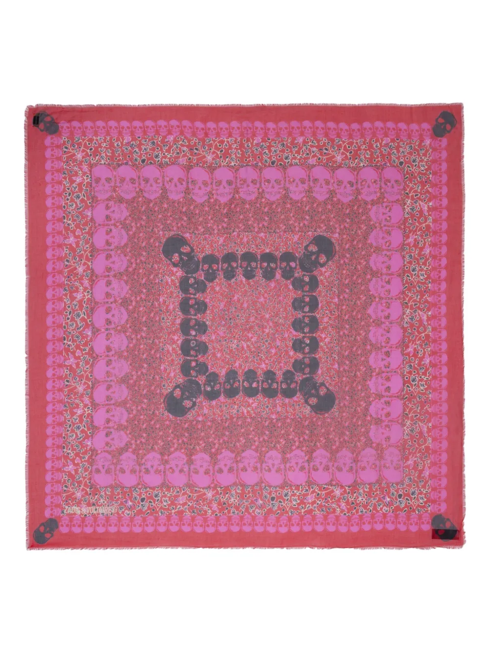 Zadig & Voltaire Kerry Garden Skull Scarf In Pink