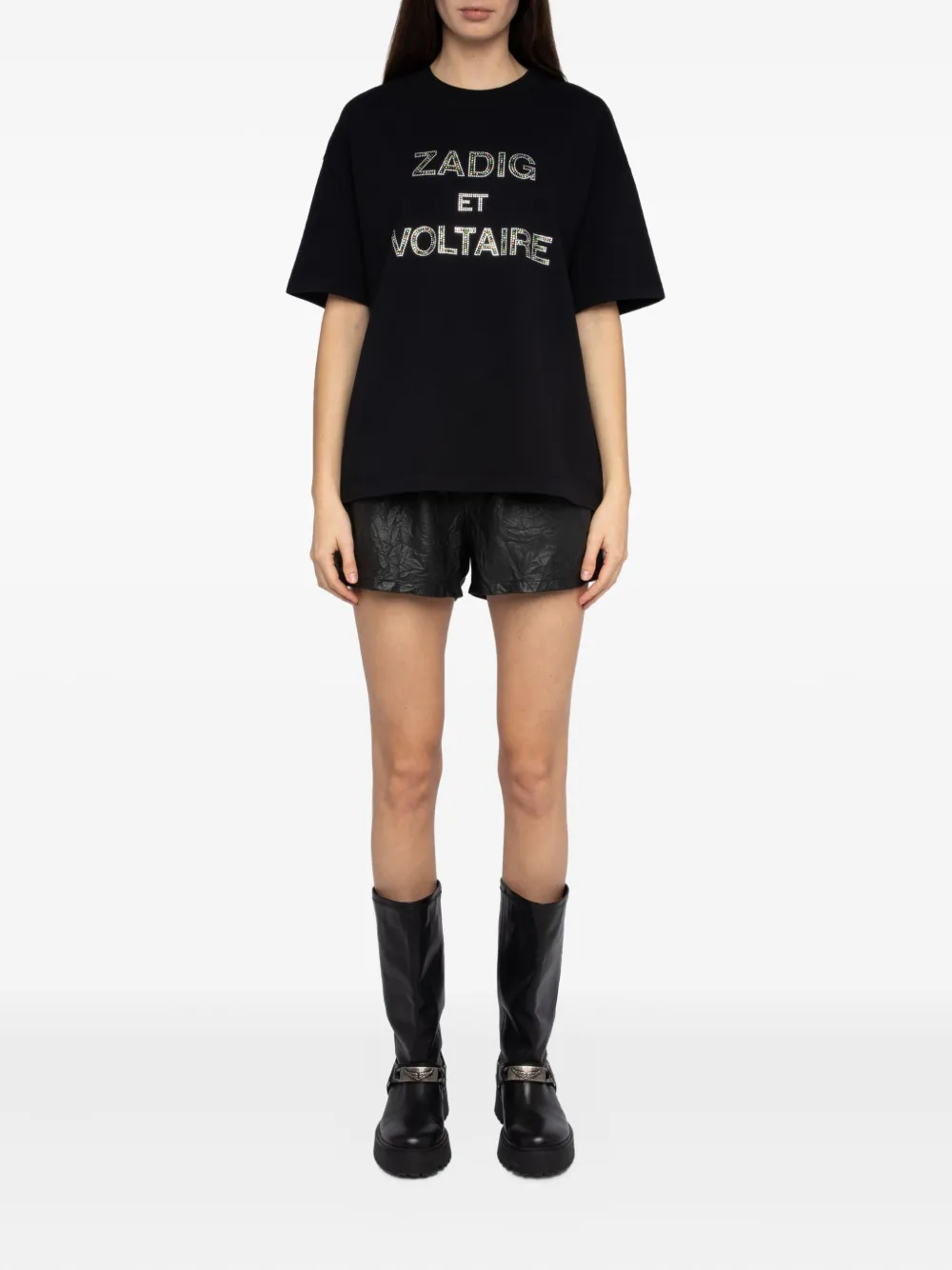Zadig & Voltaire Womens Black Tedda Rhinestone-embellished Cotton-jersey T-shirt In Black