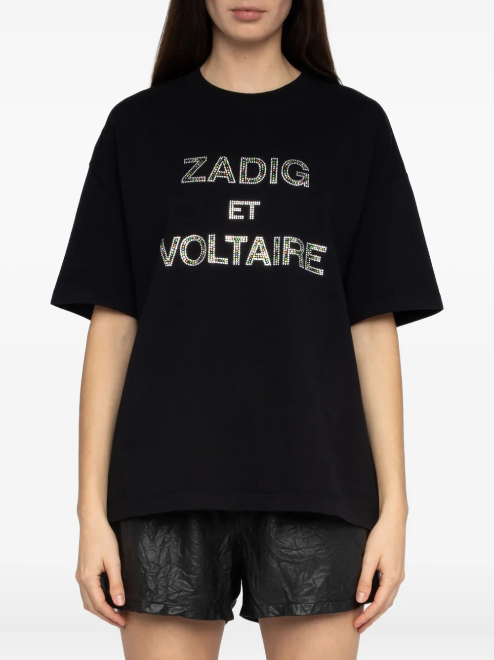 Zadig & Voltaire Womens Black Tedda Rhinestone-embellished Cotton-jersey T-shirt In Black