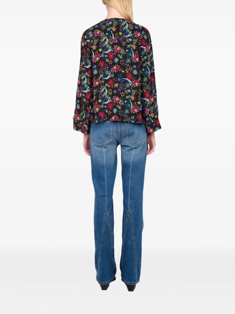 Zadig&Voltaire Torny blouse met V-hals en bloemenprint Zwart