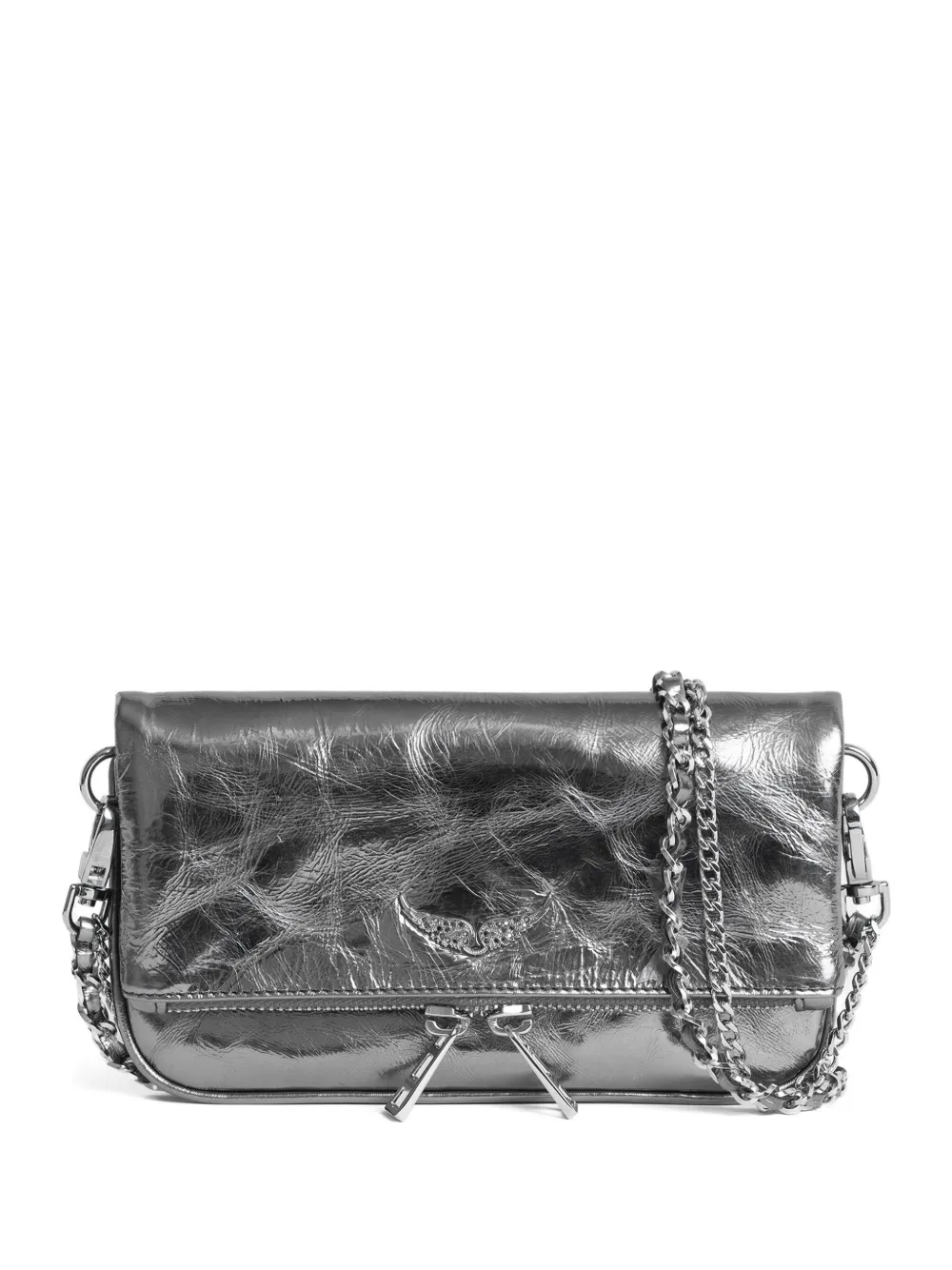 Zadig & Voltaire Rock Nano Vintage Clutch Bag In Metallic