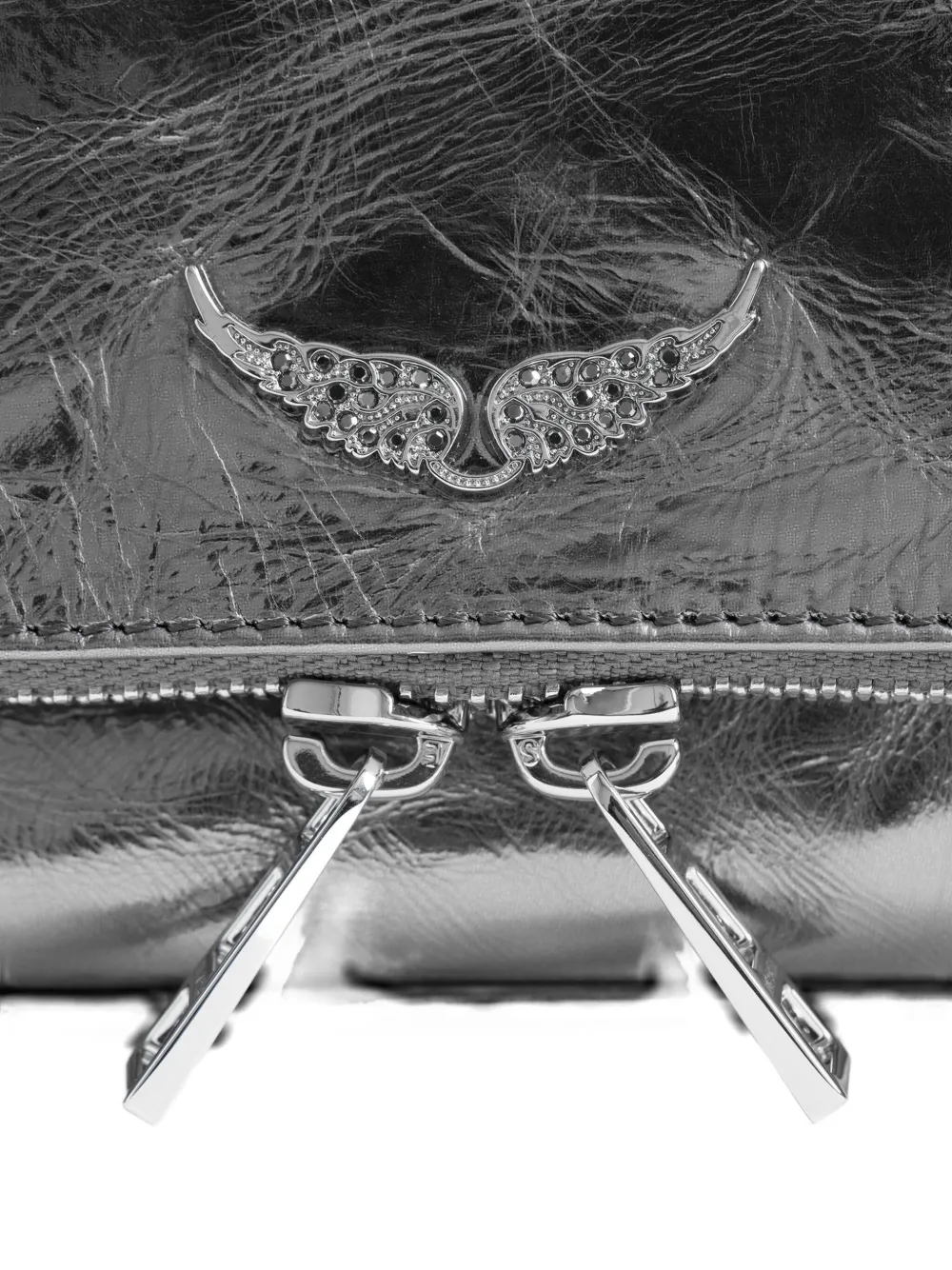 Zadig & Voltaire Rock Nano Vintage Clutch Bag In Metallic