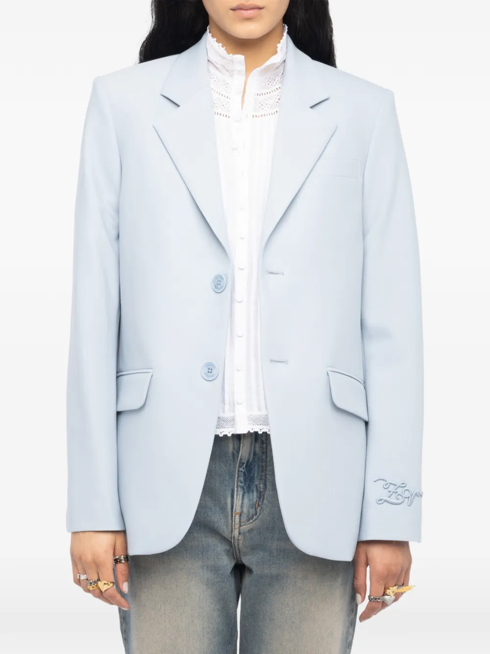 Zadig&Voltaire Vanille blazer met borduurwerk Blauw