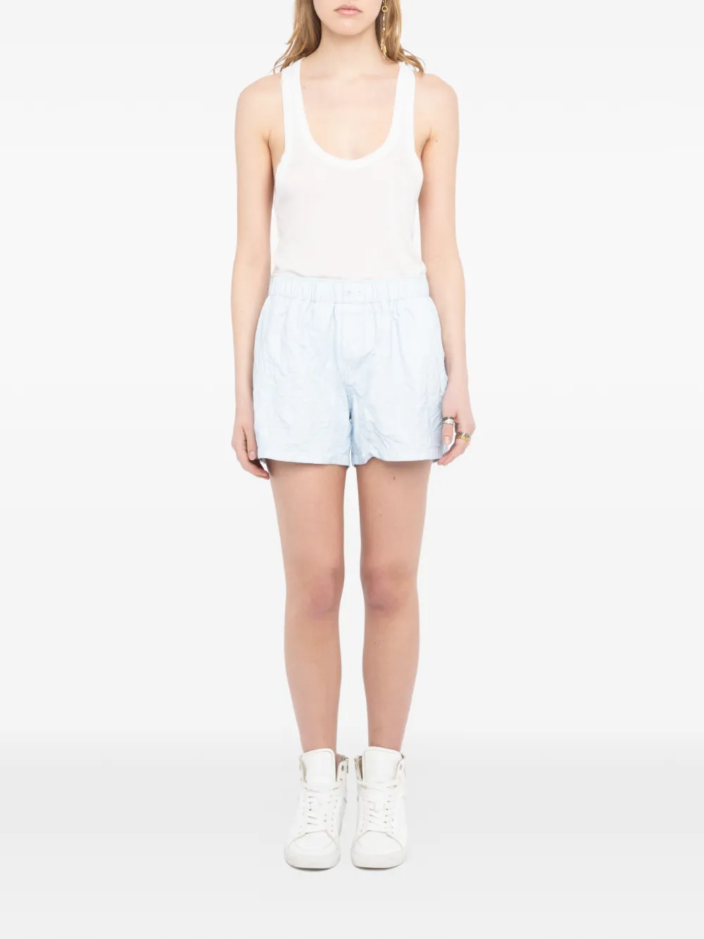 Zadig&Voltaire Gekreukte leren shorts Blauw