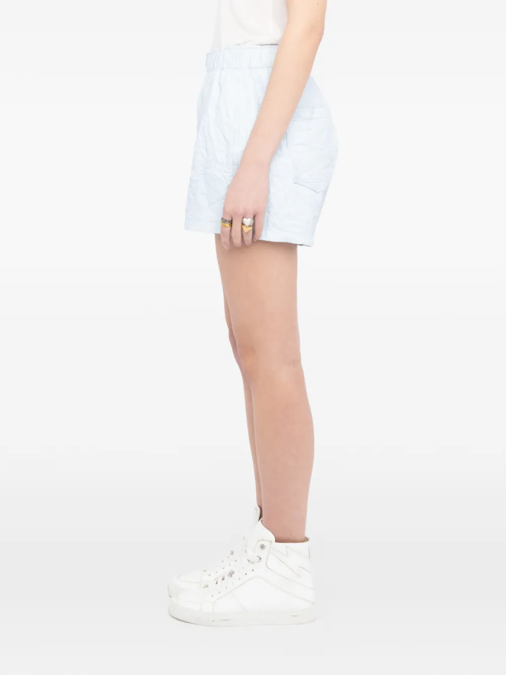 Zadig&Voltaire Gekreukte leren shorts Blauw