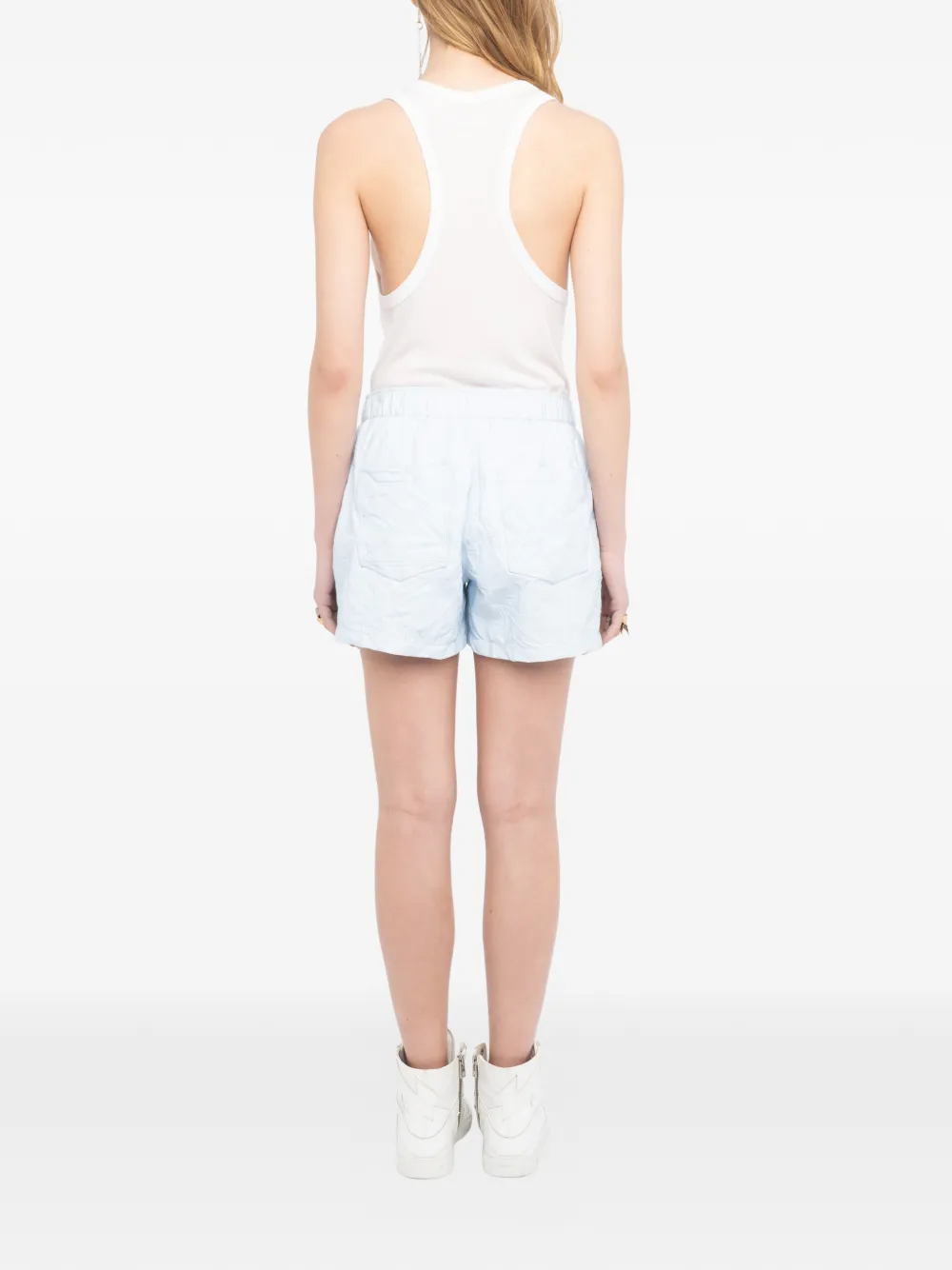 Zadig&Voltaire Gekreukte leren shorts Blauw