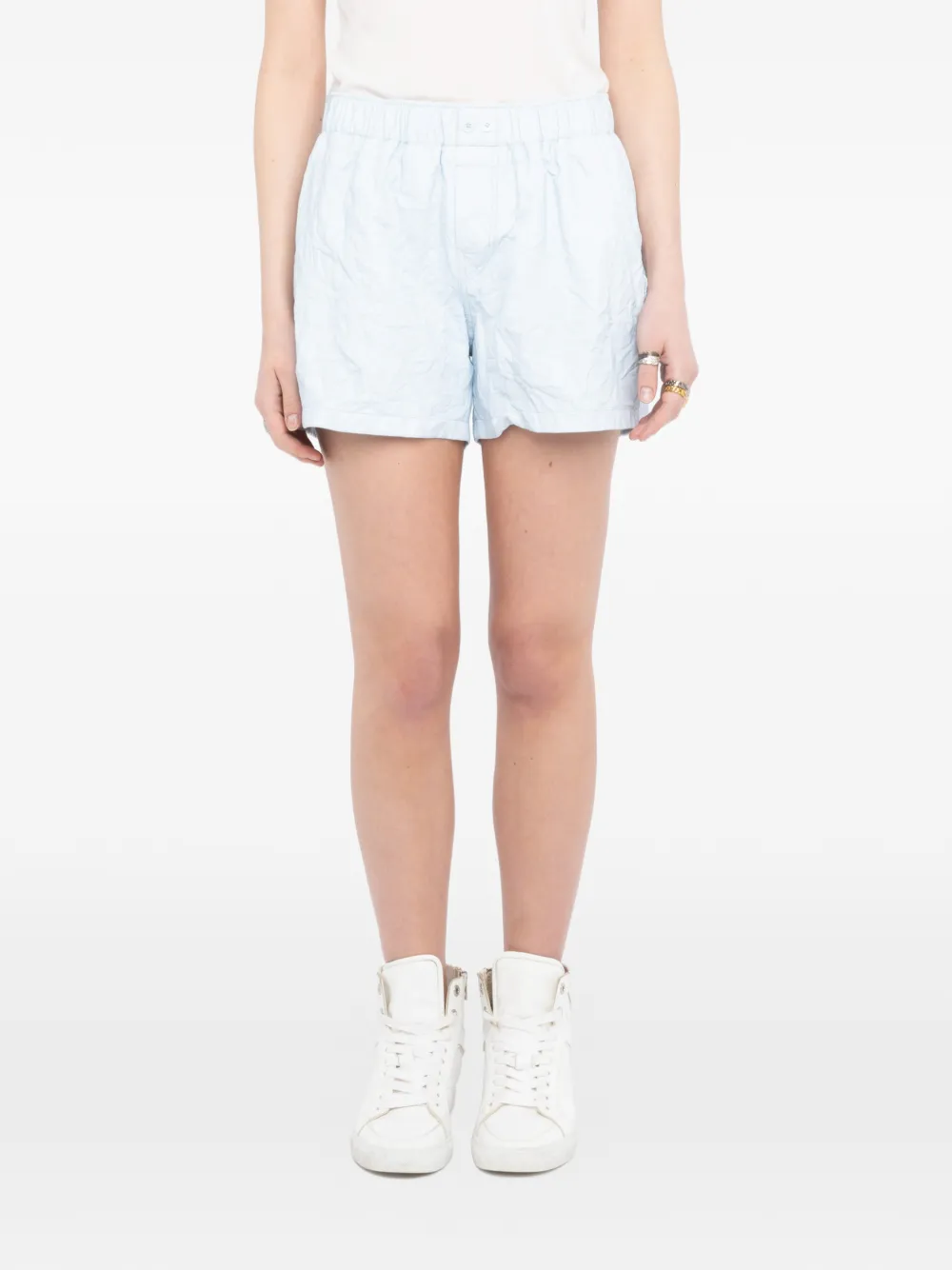 Zadig&Voltaire Gekreukte leren shorts Blauw