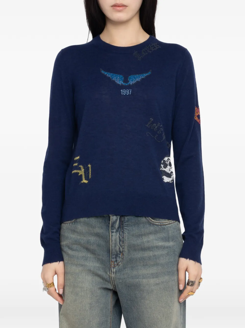 Zadig&Voltaire Trui verfraaid met kristallen Blauw