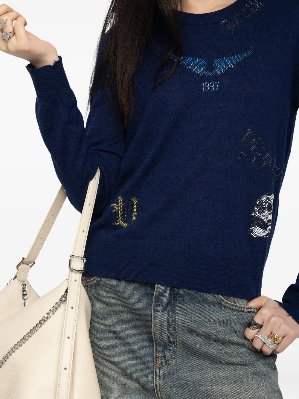 Zadig&Voltaire Trui verfraaid met kristallen Blauw