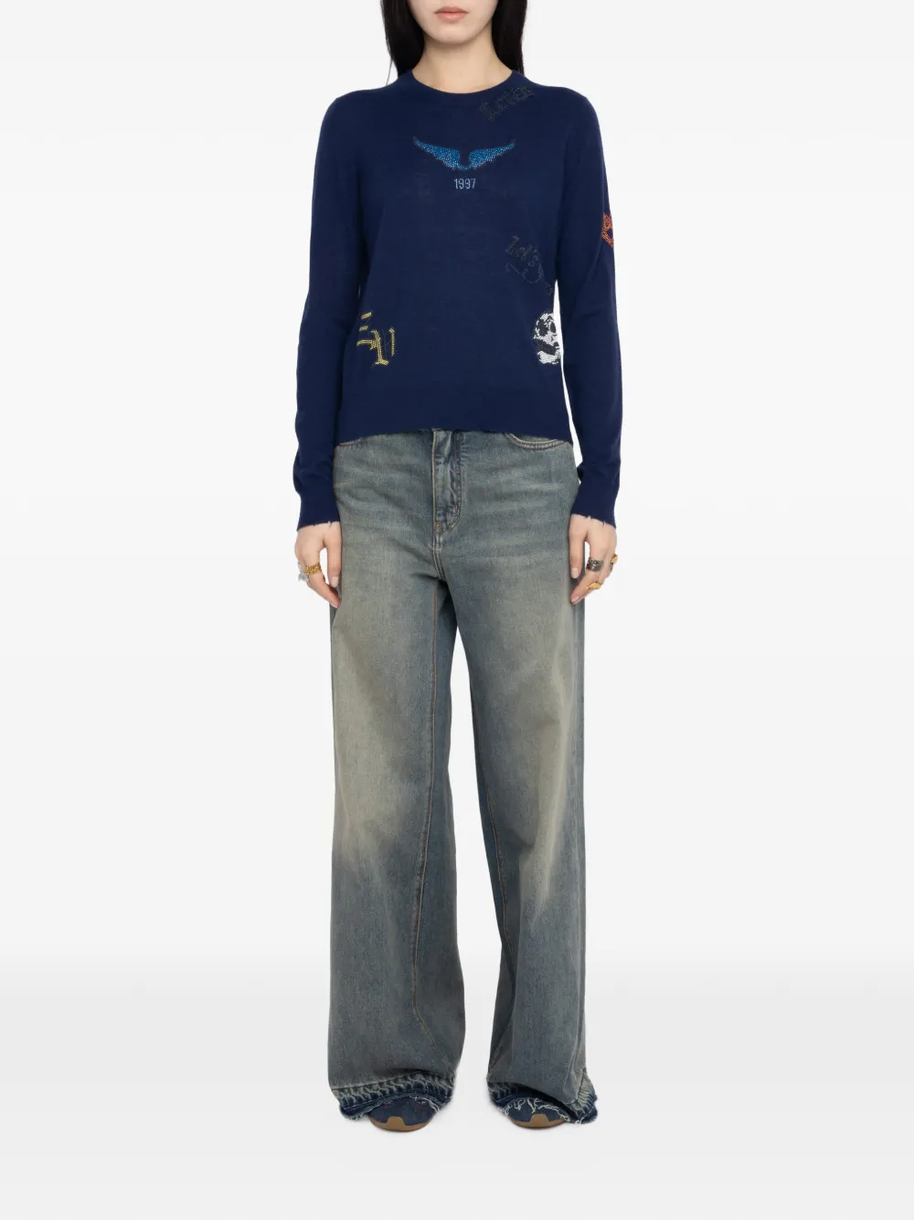Zadig&Voltaire Trui verfraaid met kristallen Blauw
