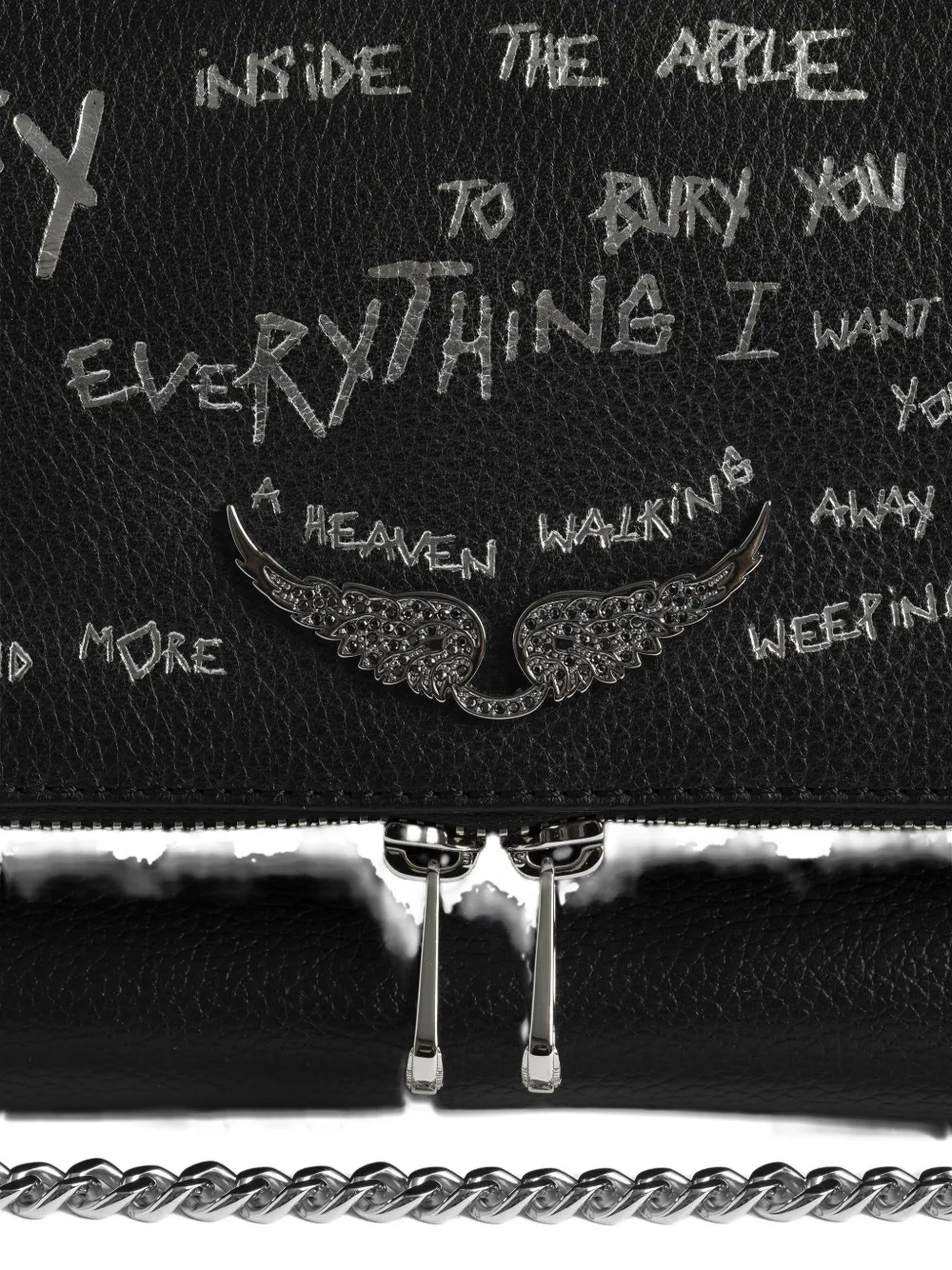 Zadig & Voltaire Rocky Ii Graffiti Satchel Bag In Black
