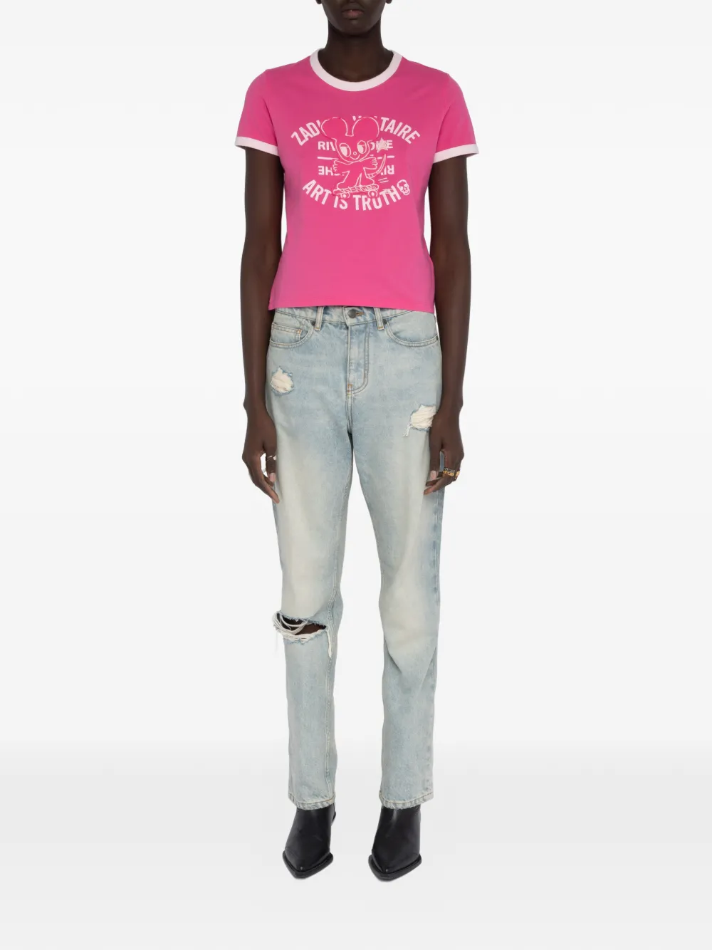 Zadig&Voltaire Woos Ringer T-shirt met print Roze
